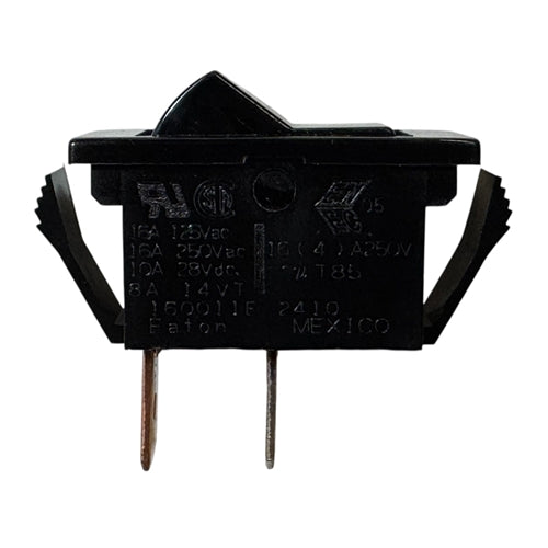 Eaton 160011E Rocker Switch SPST On-Off, 16A@125VAC/250VAC, 10A@28VDC, Black, QC Terminals