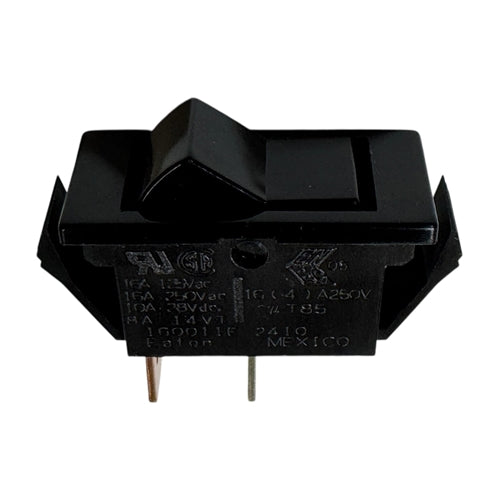 Eaton 160011E Rocker Switch SPST On-Off, 16A@125VAC/250VAC, 10A@28VDC, Black, QC Terminals