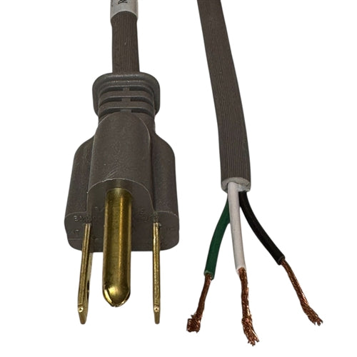 Volex 17237-8-B1 AC Power Cord 5-15P Plug, Stripped End, 18/3 SVT Cable, UL/CSA, Rated 10A 125VAC, Gray, 6' Long
