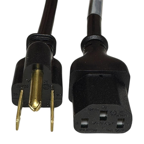 Volex 17501-10-B1 AC Power Cord 5-15P Plug C13 IEC Equipment Cable, SJT 18/3, UL/CSA, Rated 10A 125VAC, 9'10" Long