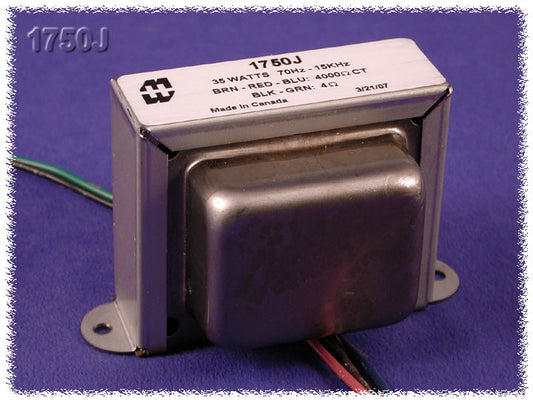 Hammond 1750J Output Transformer, Guitar Amp, 4,000 C.T. Ohm Pri., 4 Ohm Sec., 40W