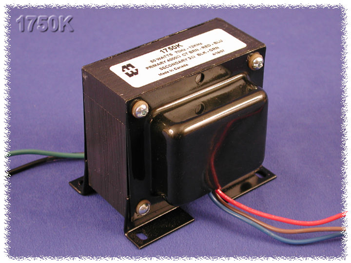 Hammond 1750K Output Transformer, Guitar Amp, 4,000 C.T. Ohm Pri., 2 Ohm Sec., 50W