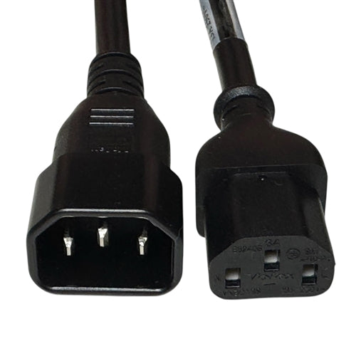 Volex 17525-10-B1 AC Power Cord C13 IEC to C14 IEC Extension Cable, 16/3 SJT, UL/CSA, Rated 13A 125VAC, Black, 33" Long