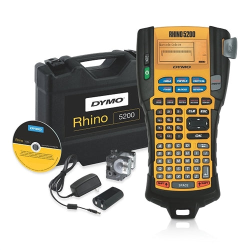 Dymo Rhino 1756589 5200 Label Maker / Printer Kit, Includes Case Lithium-Ion Battery Pack and Adapter