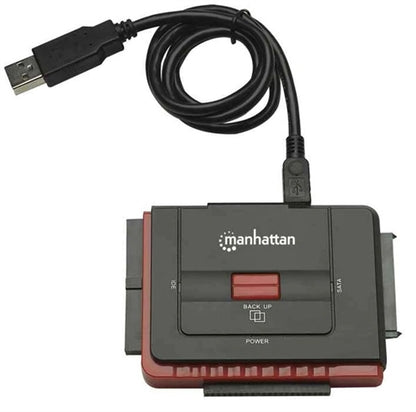 Manhattan 179195 Hi-Speed USB to Sata/Ide Adapter, 3-in-1 with One-Touch Backup, 40/44 Pin Ide USB 1.1/2.0
