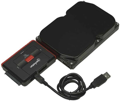Manhattan 179195 Hi-Speed USB to Sata/Ide Adapter, 3-in-1 with One-Touch Backup, 40/44 Pin Ide USB 1.1/2.0