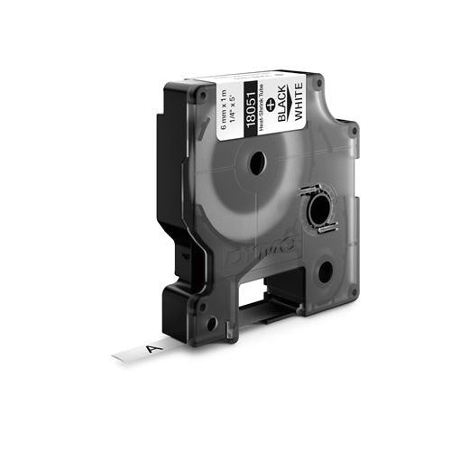 Dymo Rhino 18051 Heat Shrink 3:1 Label 1/4" x 5' Black On White