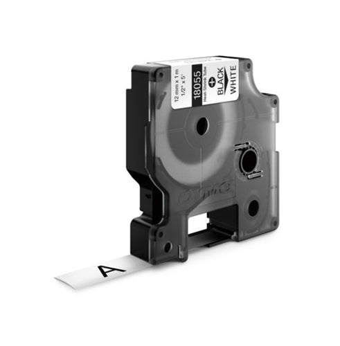 Dymo Rhino 18055 Heat Shrink 3:1 Label 1/2" x 5' Black On White