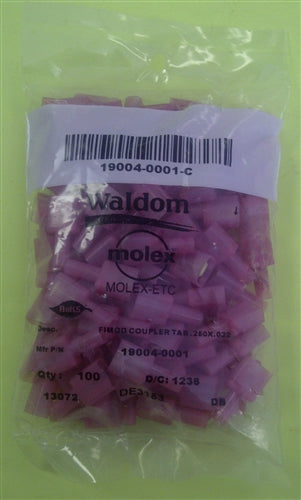 Molex 19004-0001 Red 22-18AWG .250" Male Quick Connector, Fully Nylon Insulated, 100/Pack