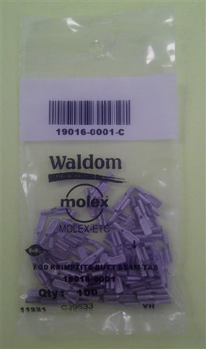 Molex 19016-0001 Non-Insulated 22-18AWG .110" Female Quick Connector, 100/Pack