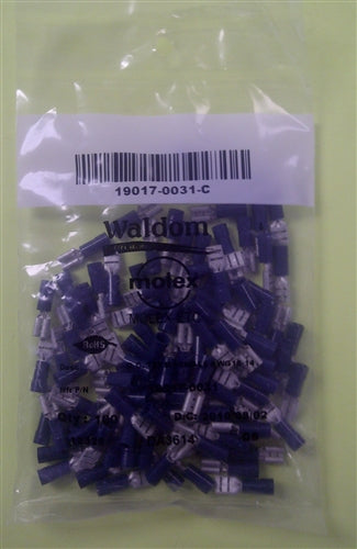 Molex 19017-0031 Blue 16-14AWG .187" Female Quick Connector, Vinyl Insulated, 100/Pack