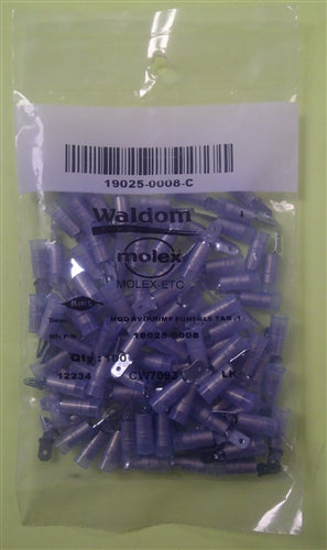 Molex 19025-0008 Blue 16-14AWG .187" Male Quick Connector, Nylon Insulated, 100/Pack