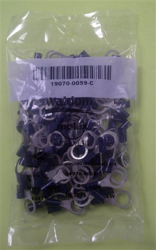 Molex 19070-0059 Blue 16-14AWG 3/8" Ring Terminal Connector, Vinyl Insulated, 100/Pack