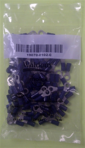 Molex 19070-0102 Blue 16-14AWG #10 Ring Terminal Connector, Vinyl Insulated, 100/Pack