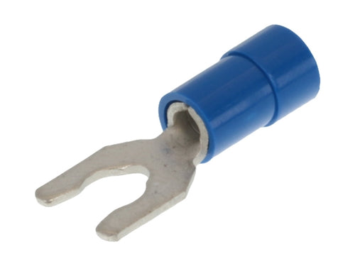 Molex 19099-0032 Blue 16-14AWG #8 Locking Spade Connector / Fork Terminal, Vinyl Insulated, 100/Pack