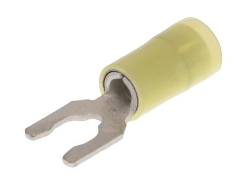 Molex 19115-0048 Yellow 12-10AWG #10 Locking Spade Connector / Fork Terminal, Nylon Insulated, 100/Pack