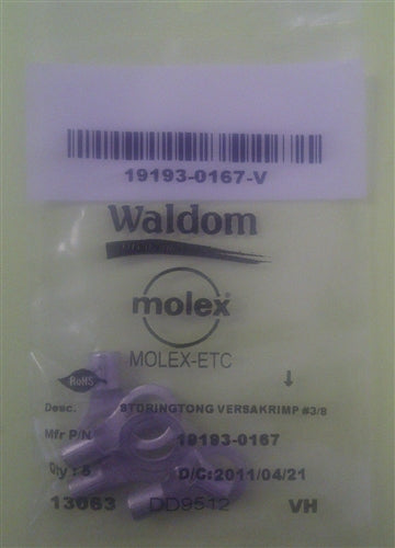 Molex 19193-0167 Non-Insulated 8AWG 3/8" Ring Terminal Connector, 5/Pack