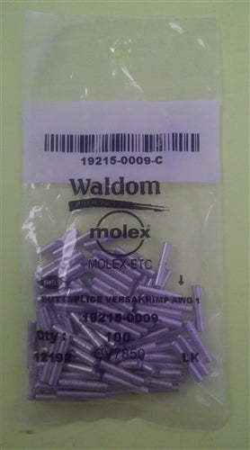 Molex 19215-0009 Non-Insulated 22-18AWG Butt Splice Connector, 100/Pack