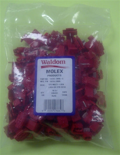 Molex 19216-0005 Red 22-18AWG Multi-Lock Tap in Wire Connector, 100/Pack