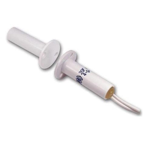 GRI 20F-12 Resessed Mount Magnetic Reed Switch, 10W 200VDC 0.50A SPST-NO, 3/8" White, Standard Gap 1/2", Closed Loop