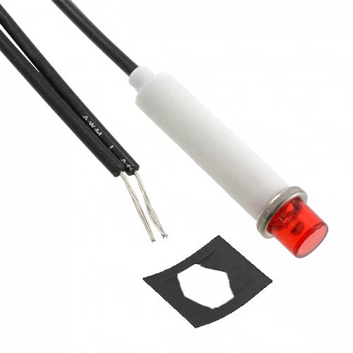 VCC 2150A1 Red Neon 125V Panel Mount Indicator Lamp, Hi-Hat, .310" Hole Diameter, Wire Leads, 105VAC to 125VAC