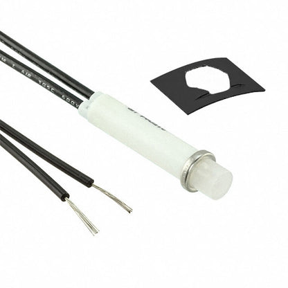 VCC 2150A4 White Neon 125V Panel Mount Indicator Lamp, Hi-Hat, .310" Hole Diameter, Wire Leads, 105VAC to 125VAC