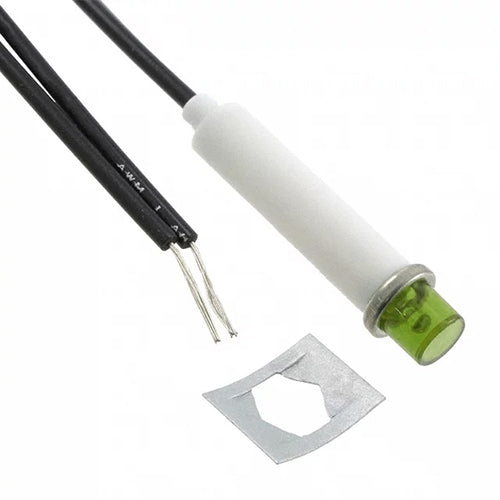 VCC 2152A5 Green Neon 125V Panel Mount Indicator Lamp, Hi-Hat, .310" Hole Diameter, Wire Leads, 105VAC to 125VAC