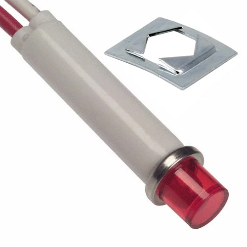VCC 2191L1-12V Red LED 12V Panel Mount Indicator Lamp, Hi-Hat, .310" Hole Diameter, Wire Leads
