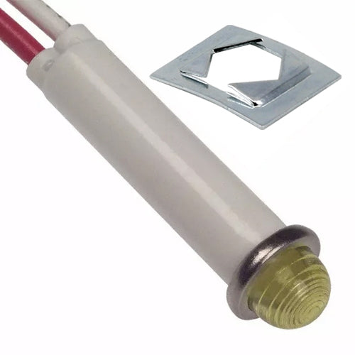 VCC 2191U7-24V Yellow LED 24V Panel Mount Indicator Lamp, Hi-Dome, .310" Hole Diameter, Wire Leads