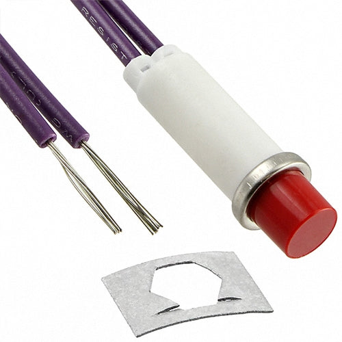 VCC 2194A1-28V Red Incandescent 28V Panel Mount Indicator Light, Hi-Hat, .310" Hole Diameter, Wire Leads