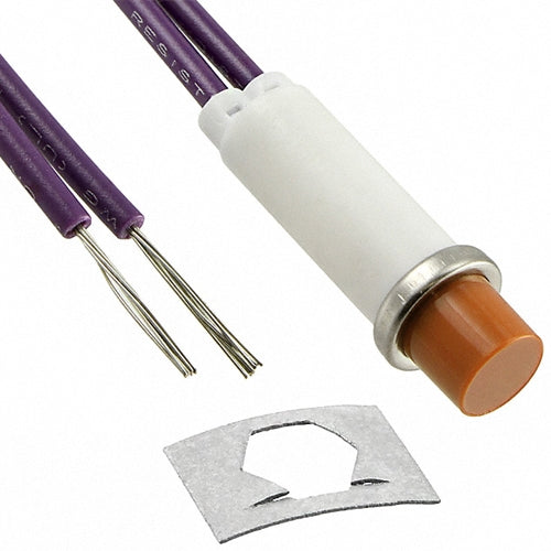 VCC 2194A3-12V Amber Incandescent 12V Panel Mount Indicator Lamp, Hi-Hat, .310" Hole Diameter, Wire Leads