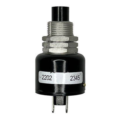 Grayhill 2202 Push Button Switch SPST On-(Off) N/C, 10A@115VAC, Black Plunger, Solder Terminals