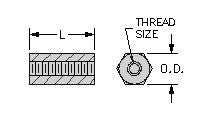 Keystone 2210 6-32 Female-Female Threaded Aluminum Hex Standoff / Spacer L: 1/2"