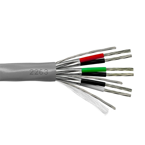 Provo 2263 Multi-Pair Cable 22AWG 6 Conductor (3 Pair) Stranded TC, Shielded, Gray PVC CMG/FT4 CSA/UL (150M = Full Roll)