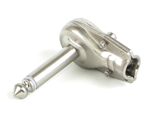 Switchcraft 228 2 Pole Mono 1/4" Flat Metal Right Angle Phone Plug, Nickel Plated, Solder Contacts
