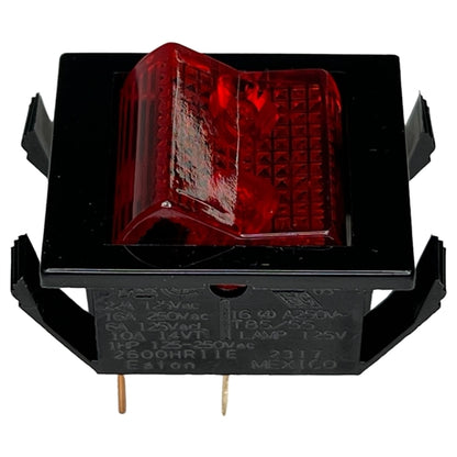 Eaton 2600HR11E Lighted Rocker Switch DPST On-Off, 22A@125VAC / 16A@250VAC, Red Lamp, QC Terminals