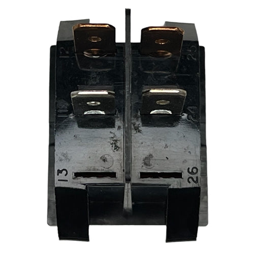 Eaton 2600HR11E Lighted Rocker Switch DPST On-Off, 22A@125VAC / 16A@250VAC, Red Lamp, QC Terminals