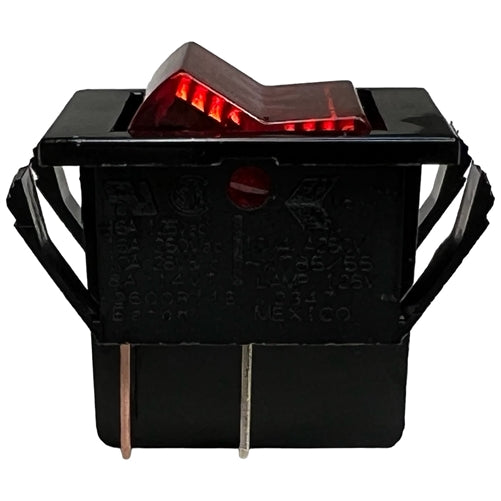 Eaton 2600R11E Lighted Rocker Switch DPST On-Off, 16A@125VAC/250VAC / 10A@28VDC, Red Lamp, QC Terminals