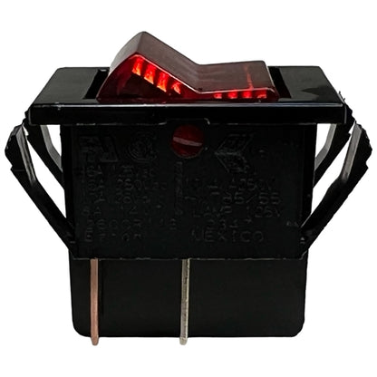 Eaton 2600R11E Lighted Rocker Switch DPST On-Off, 16A@125VAC/250VAC / 10A@28VDC, Red Lamp, QC Terminals