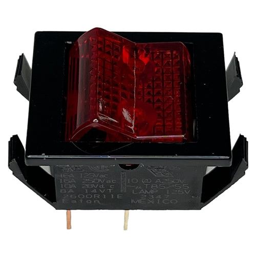 Eaton 2600R11E Lighted Rocker Switch DPST On-Off, 16A@125VAC/250VAC / 10A@28VDC, Red Lamp, QC Terminals