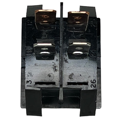 Eaton 2600R11E Lighted Rocker Switch DPST On-Off, 16A@125VAC/250VAC / 10A@28VDC, Red Lamp, QC Terminals