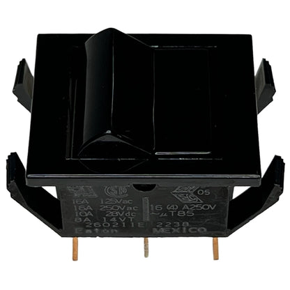Eaton 260211E Rocker Switch DPDT On-On, 16A@125VAC/250VAC / 8A@14VDC(t), Black, QC Terminals