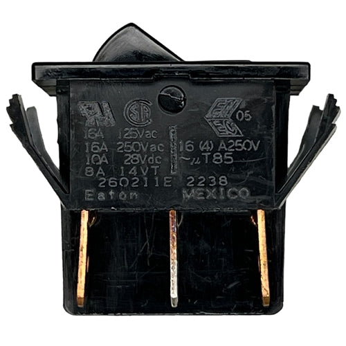 Eaton 260211E Rocker Switch DPDT On-On, 16A@125VAC/250VAC / 8A@14VDC(t), Black, QC Terminals