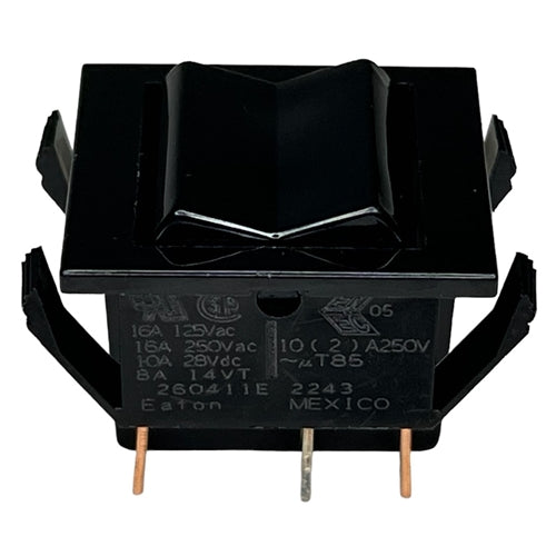 Eaton 260411E Rocker Switch DPDT On-Off-On, 16A@125VAC/250VAC / 10A@28VDC / 8A@14VDC(t), Black, QC Terminals