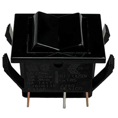 Eaton 260611E Rocker Switch DPDT (On)-Off-(On), 10A@125VAC/250VAC / 10A@28VDC / 8A@14VDC(t), Black, QC Terminals