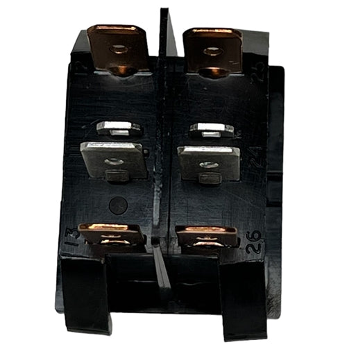 Eaton 260611E Rocker Switch DPDT (On)-Off-(On), 10A@125VAC/250VAC / 10A@28VDC / 8A@14VDC(t), Black, QC Terminals