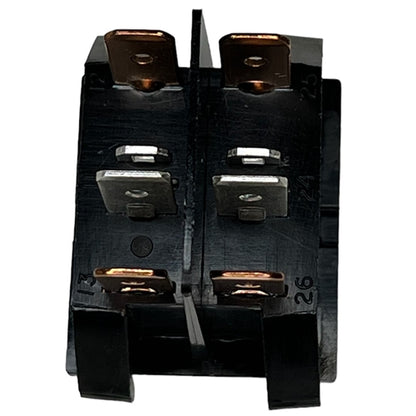 Eaton 260611E Rocker Switch DPDT (On)-Off-(On), 10A@125VAC/250VAC / 10A@28VDC / 8A@14VDC(t), Black, QC Terminals