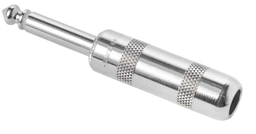 Switchcraft 280 2 Pole Mono 1/4" Cable Mount Phone Plug, Nickel Metal Handle with Solder Lugs and Cable Clamp