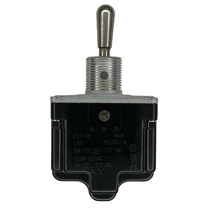Honeywell 2TL1-10 Toggle Switch DPDT On-On-On 15A/125VAC, Non-Locking Lever, Sealed, Screw Terminals, UL CSA