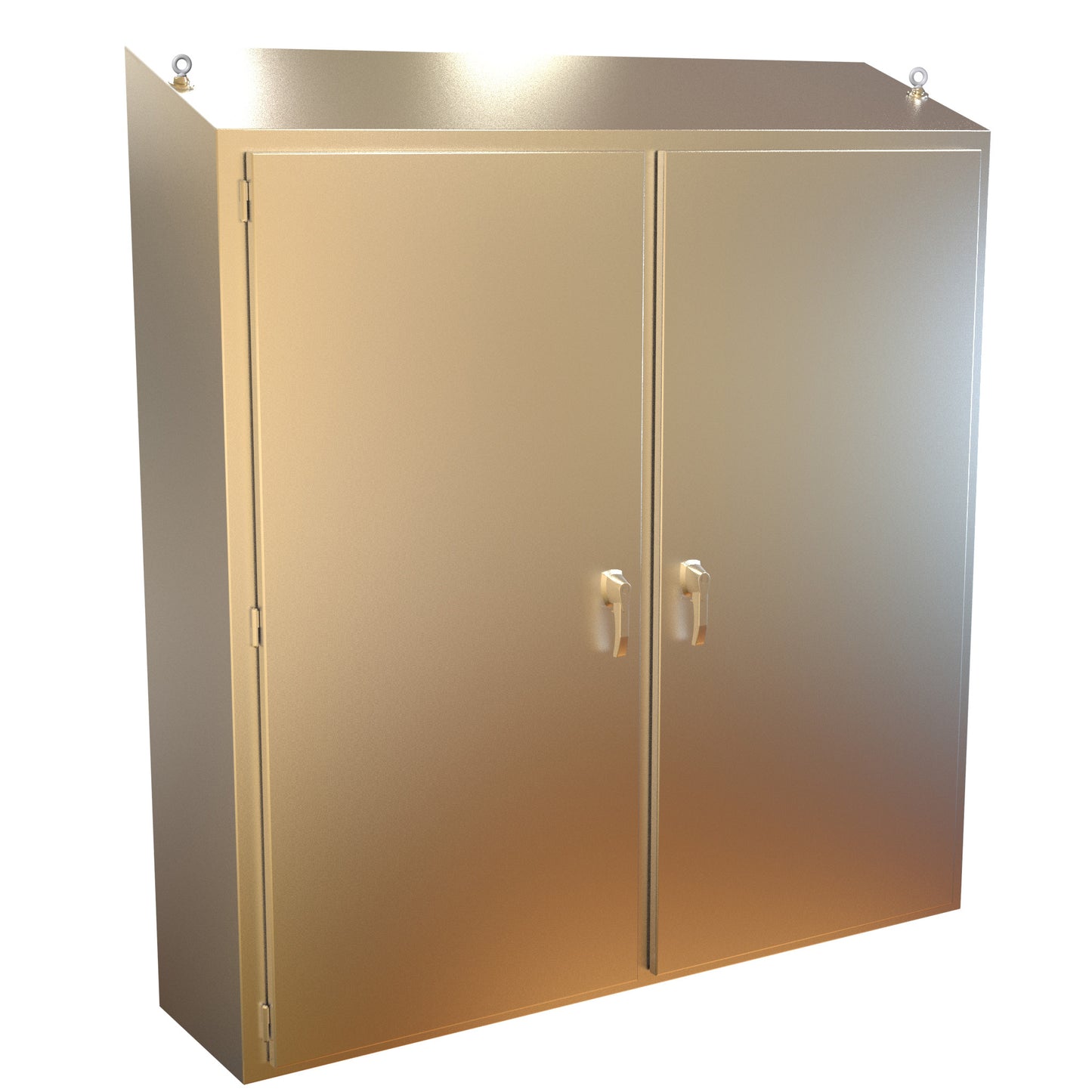 Hammond 2STFS747518SS N4X Slope Top 2 Door Freestanding Enclosure w/Panel - 74" x 75" x 18" - 304 Stainless Steel